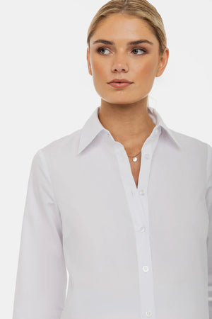 Bawełniana koszula 2 w 1 ciążowa i do karmienia – biała