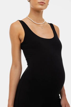 Bawełniany podwójny kombinezon ciążowy – czarny