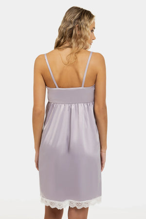 Satynowa koszula nocna ciążowa i do karmienia - jasnofioletowa