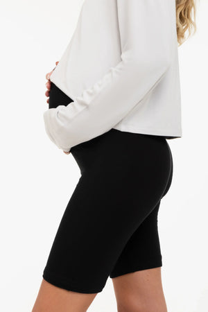 Miękki, podwójny leggins ciążowy – bezszwowy design - czarny