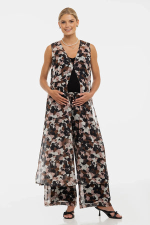 Ciążowy kaftan z szyfonu w kwiaty