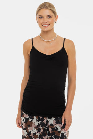 Top ciążowy na cienkich ramiączkach – czarny
