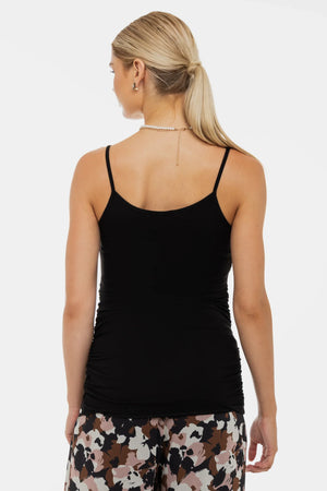 Top ciążowy na cienkich ramiączkach – czarny