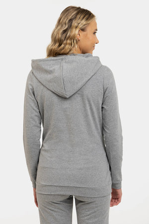 Bawełniany sweatshirt ciążowy i do karmienia z kapturem - szary
