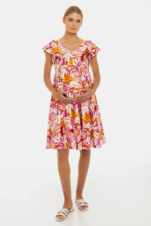 Zwiewna satynowa sukienka ciążowa i do karmienia