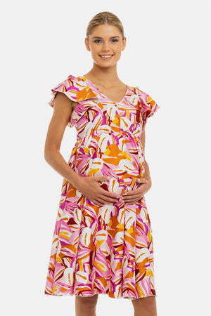 Zwiewna satynowa sukienka ciążowa i do karmienia