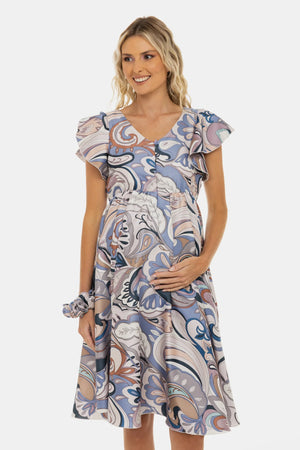 Zwiewna satynowa sukienka ciążowa i do karmienia