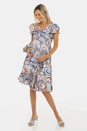 Zwiewna satynowa sukienka ciążowa i do karmienia