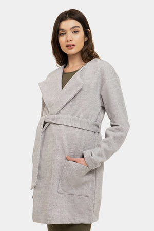 Jasnoszary kardigan ciążowy z paskiem