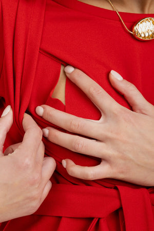 Sukienka ciążowa i do karmienia z paskiem – czerwona