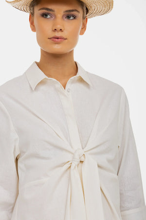 Sukienka koszulowa ciążowa i do karmienia z mieszanki lnu i bawełny