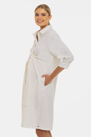 Sukienka koszulowa ciążowa i do karmienia z mieszanki lnu i bawełny