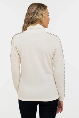 Sweter dzianinowy ciążowy z dekoracyjnym szwem - ecru