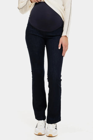 Ciemnoniebieskie jeansy ciążowe bootcut