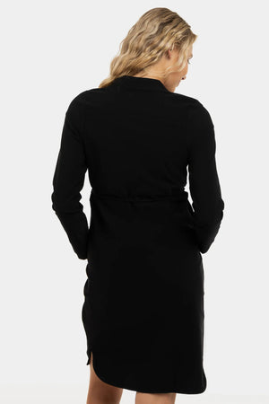 Elastyczna czarna sukienka ciążowa i do karmienia