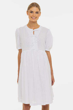 Sukienka ciążowa i do karmienia z kokardkami - biała