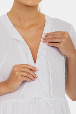 Sukienka ciążowa i do karmienia z kokardkami - biała