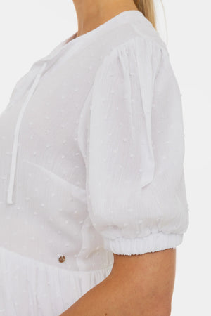 Sukienka ciążowa i do karmienia z kokardkami - biała