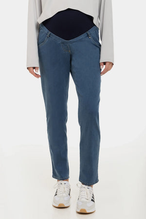 Dopasowane elastyczne jeansy ciążowe - niebieskie