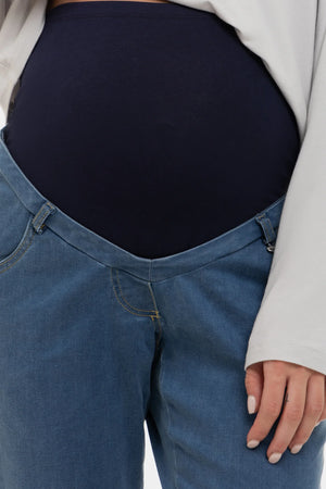 Dopasowane elastyczne jeansy ciążowe - niebieskie