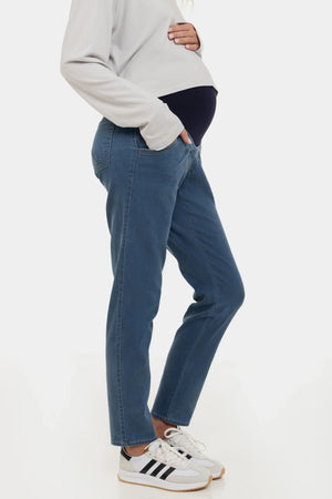 Dopasowane elastyczne jeansy ciążowe - niebieskie