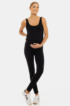 Bawełniany podwójny kombinezon ciążowy – czarny