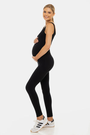 Bawełniany podwójny kombinezon ciążowy – czarny