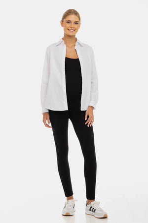 Bawełniana koszula 2 w 1 ciążowa i do karmienia – biała