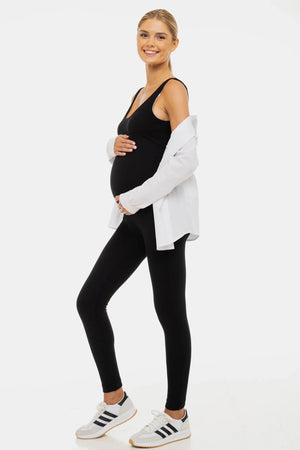 Bawełniany podwójny kombinezon ciążowy – czarny