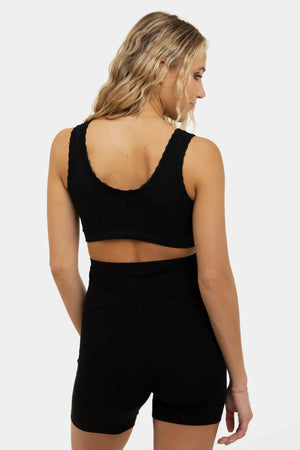 Bawełniany biustonosz ciążowy i do karmienia z koronką – czarny