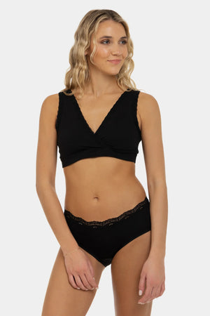 Bawełniane figi ciążowe z koronką