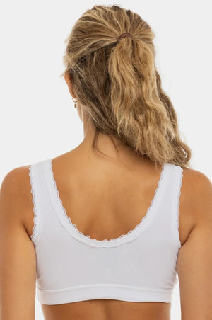 Bawełniany biustonosz ciążowy i do karmienia z koronką – biały