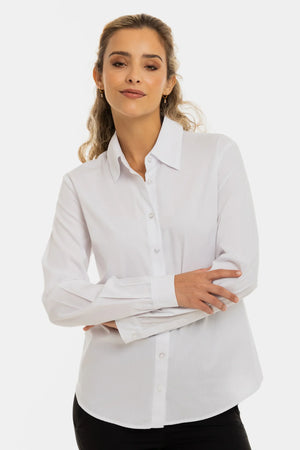 Bawełniana koszula 2 w 1 ciążowa i do karmienia – biała