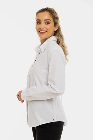 Bawełniana koszula 2 w 1 ciążowa i do karmienia – biała