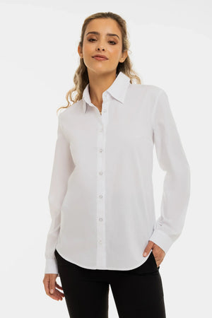 Bawełniana koszula 2 w 1 ciążowa i do karmienia – biała