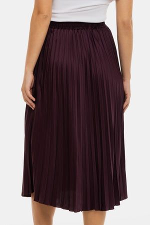 Plisowana satynowa spódnica ciążowa - bordowa