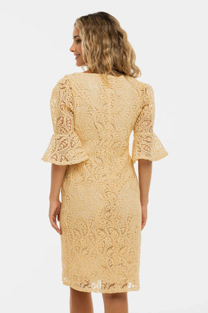 Elegancka koronkowa sukienka ciążowa – kremowa