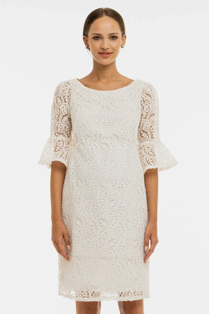 Elegancka koronkowa sukienka ciążowa – biała