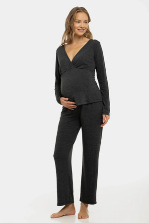 Dwuczęściowy zestaw piżamowy ciążowy i do karmienia.