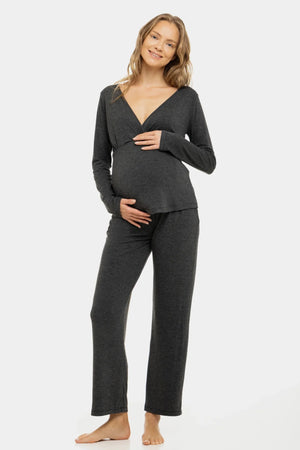 Dwuczęściowy zestaw piżamowy ciążowy i do karmienia.