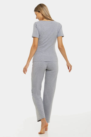Bawełniana piżama ciążowa i do karmienia w jasnoszarym kolorze