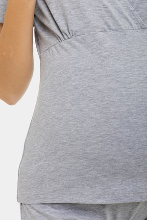 Bawełniana piżama ciążowa i do karmienia w jasnoszarym kolorze