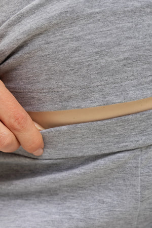 Bawełniana szara piżama ciążowa i do karmienia z koronką