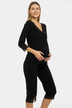 Bawełniany zestaw ciążowy i do karmienia z koronką