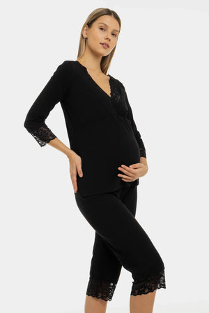 Bawełniany zestaw ciążowy i do karmienia z koronką