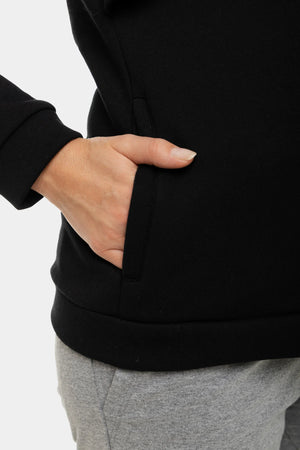 Bawełniany sweatshirt ciążowy i do karmienia z kapturem - czarny