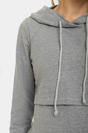 Bawełniany sweatshirt ciążowy i do karmienia z kapturem - szary