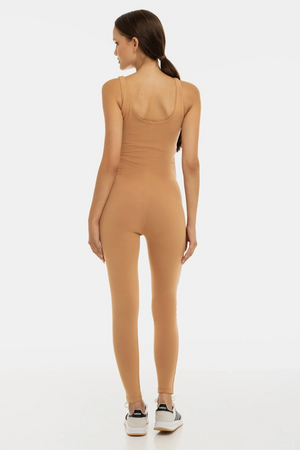 Bawełniany podwójny kombinezon ciążowy – beżowy