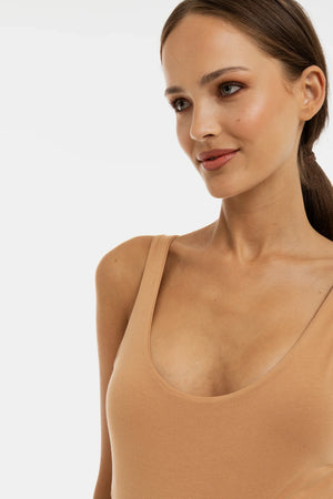 Bawełniany podwójny kombinezon ciążowy – beżowy