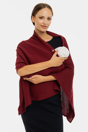 2 в 1 плетен шал за кърмене - бордо